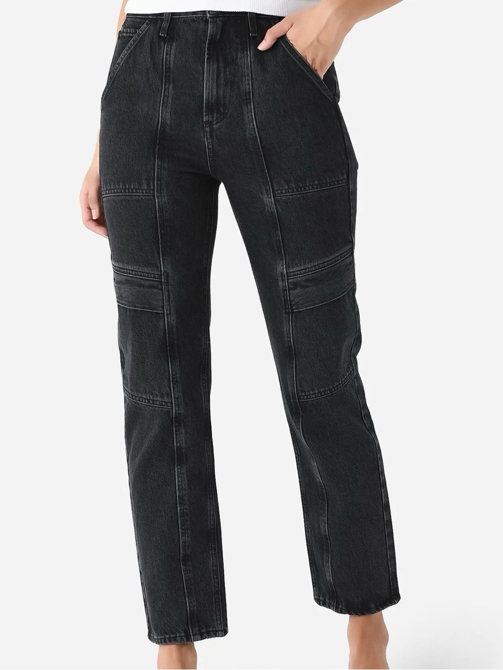 Agolde Black Straight Leg Panel Jeans